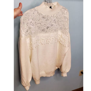 NWT! Racheal Super Soft Let It Snow Chic Lace-Detail Cream Sweater Plus Size 3XL